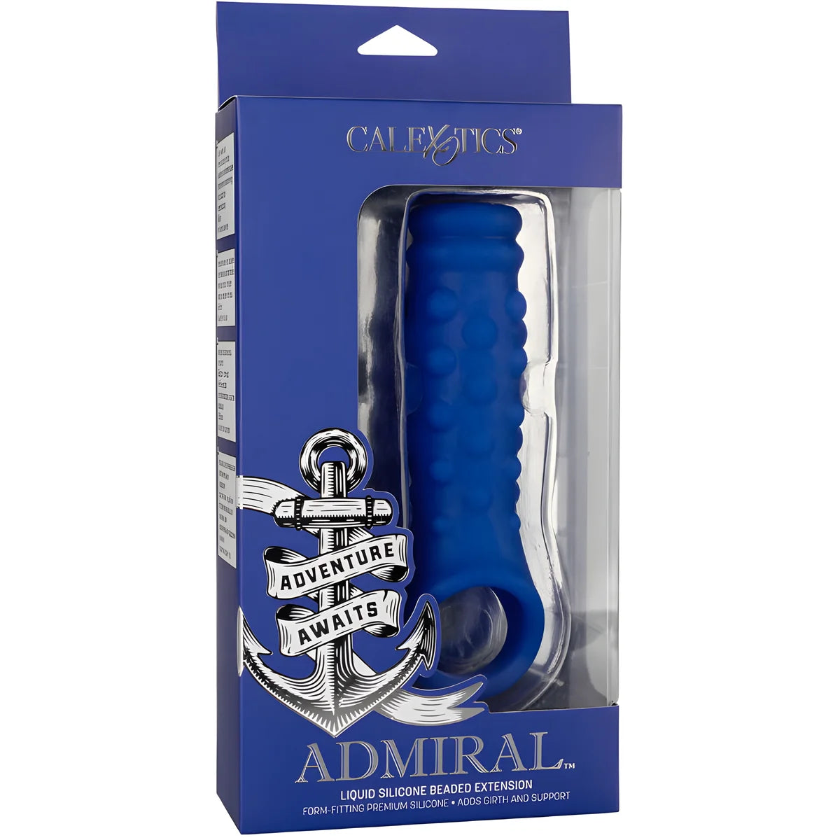 calexotics admiral couvercle de penis en perles silicone liquide bleu