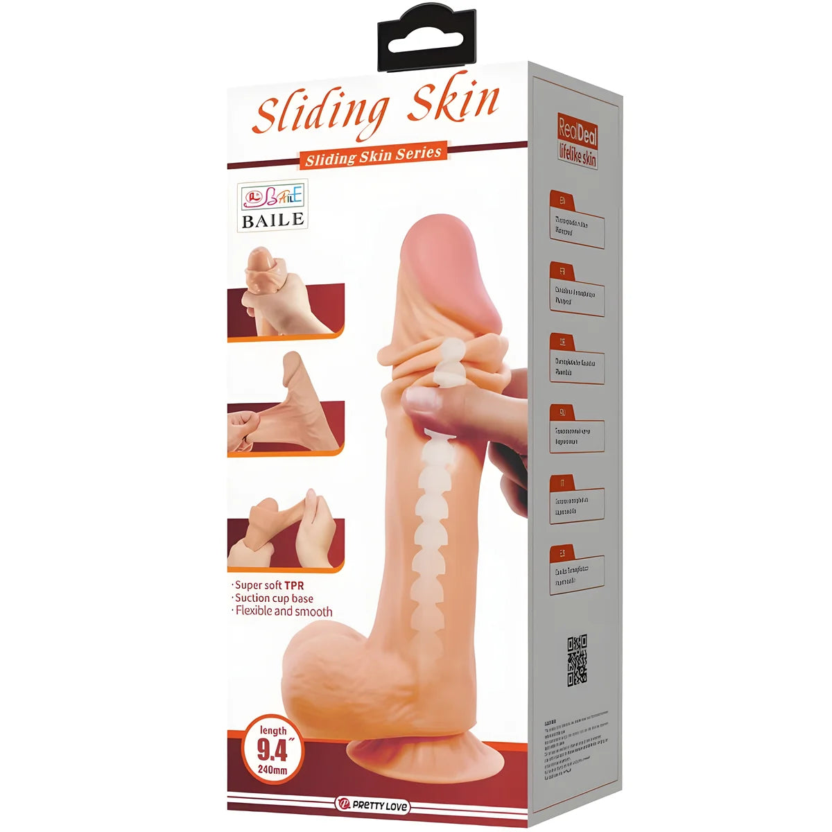 pretty love serie sliding skin gode realiste avec ventouse sliding skin 24 cm