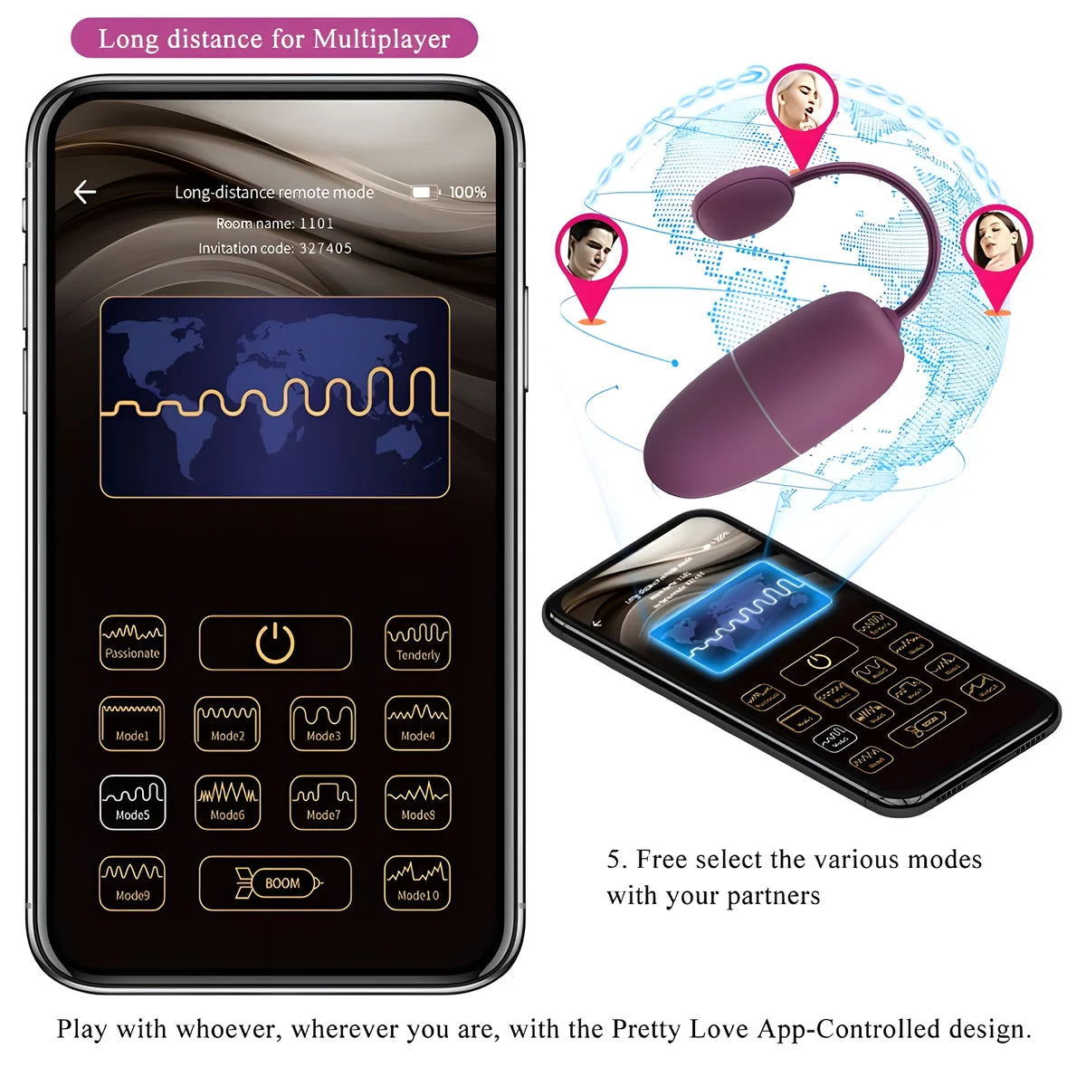 pretty love nymph oeuf vibrant controle par application lila