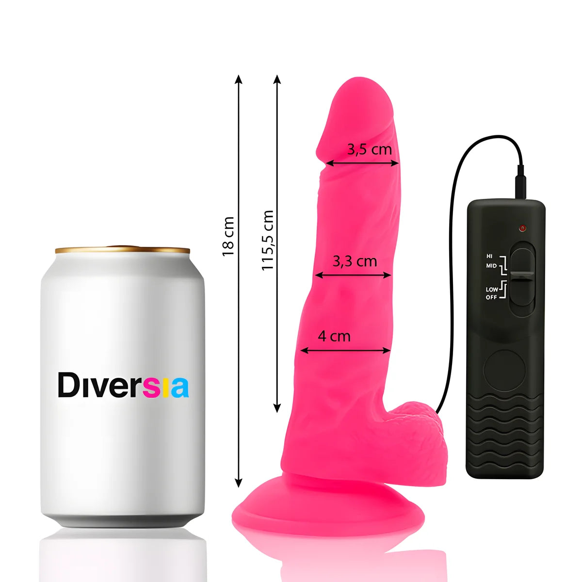 diversia dildo vibrant flexible rose 18 cm o 4 cm