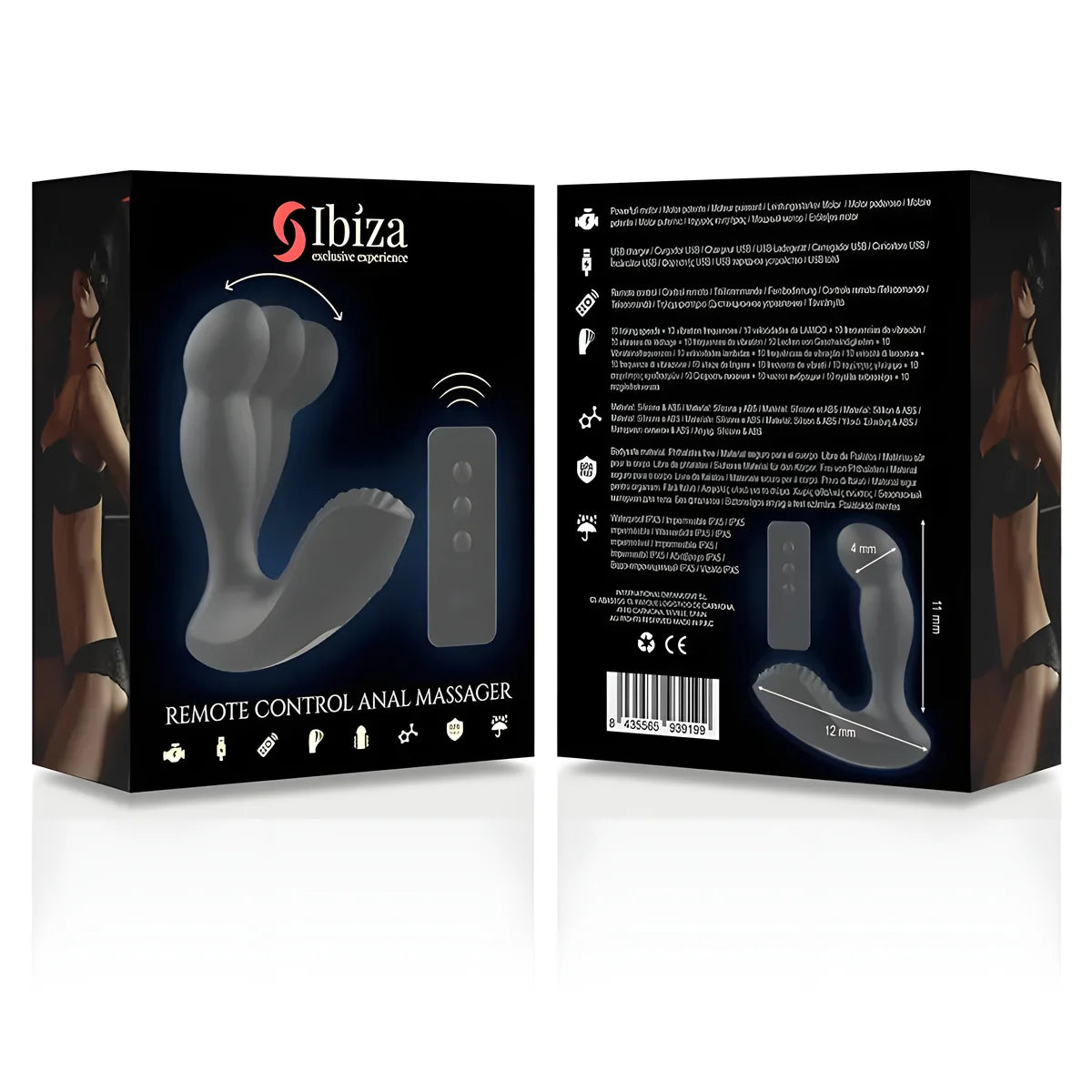 ibiza telecommande de massage anal 11 x 4 cm