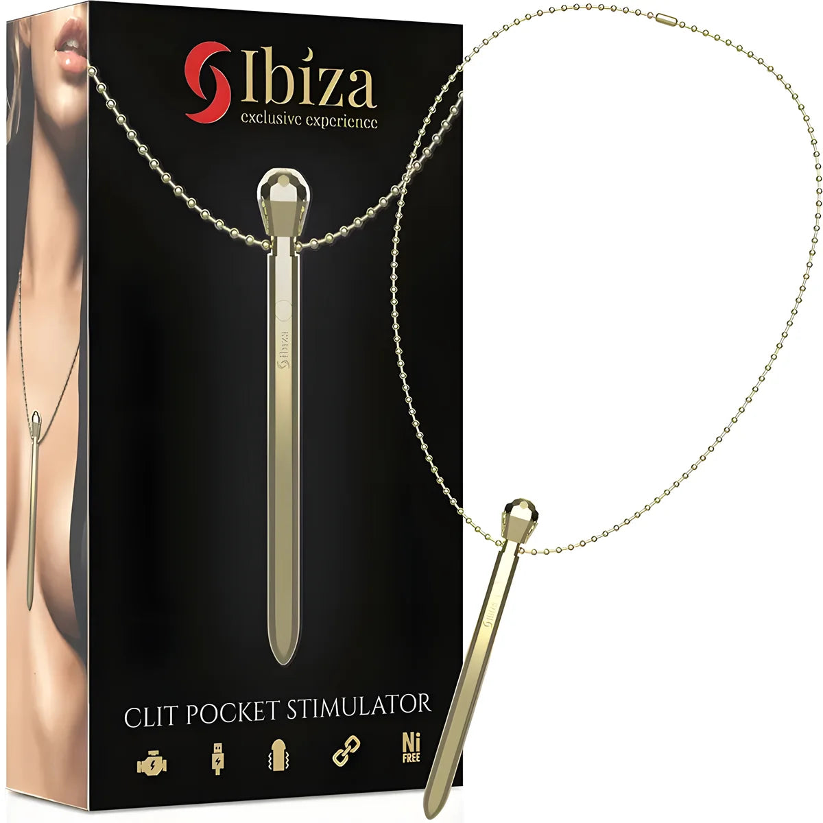 ibiza stimulateur de poche clito collier chargeur usb 12 modes de vibration dore 12 2 x 1 5