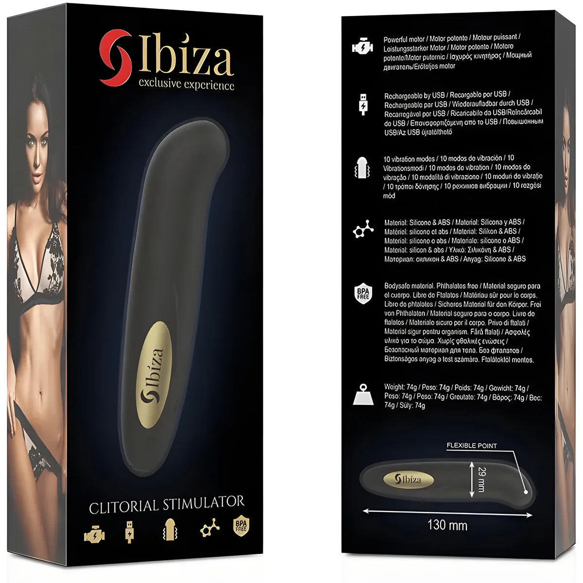 ibiza stimulateur de clitoris chargeur usb 10 modes de vibration dore 13 x 2 9