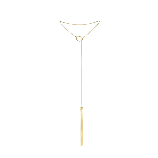 bijoux magnifique collier en metal franges dorees