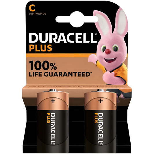 duracell batterie plus power alcalina c lr14 2 unites