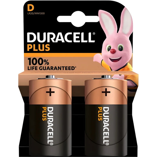 duracell pile alcaline plus power 100 d lr20 2 unites