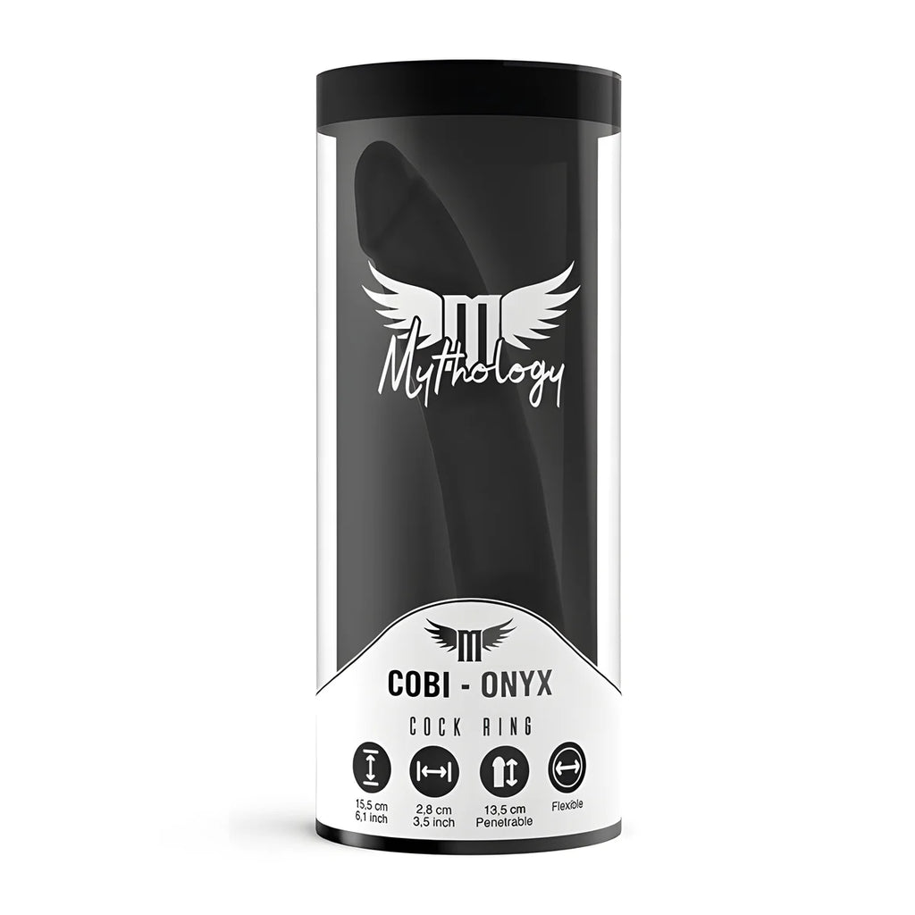 mythology gode anal cobi onyx avec anneau de bite et testicule 13 cm en silicone
