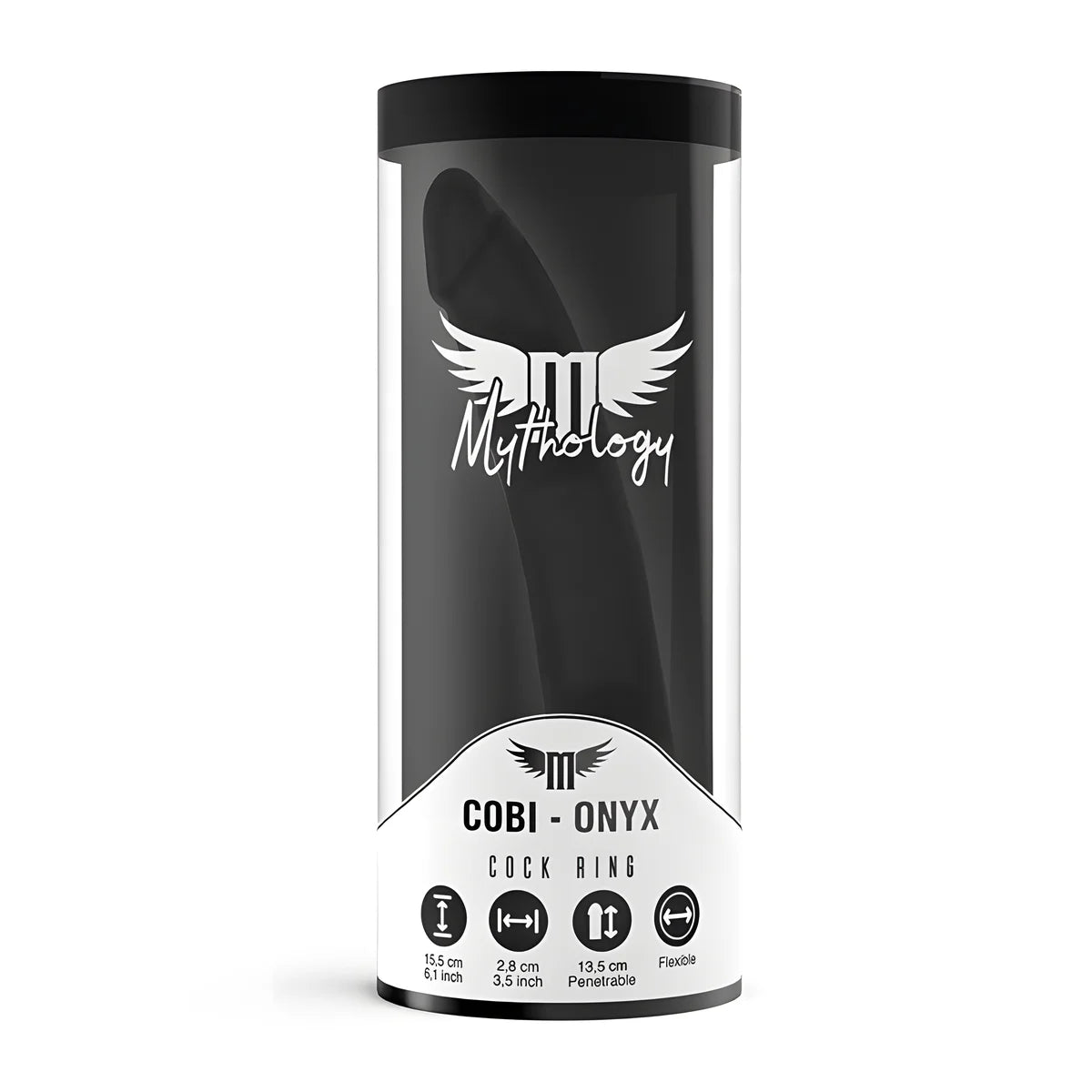 mythology gode anal cobi onyx avec anneau de bite et testicule 13 cm en silicone