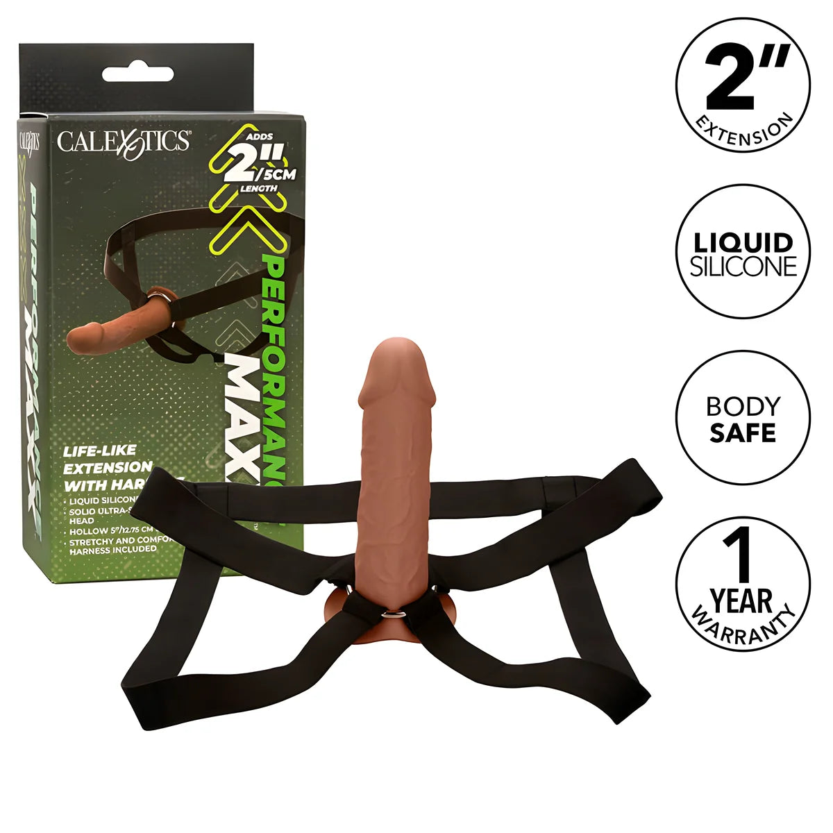 calexotics extension performance maxx realiste avec harnais peau marron