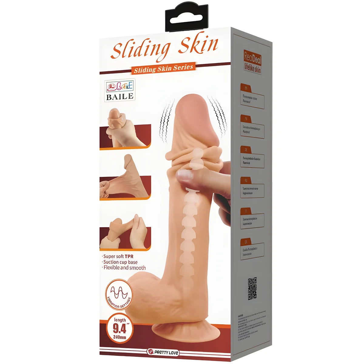 pretty love serie sliding skin gode realiste avec ventouse sliding skin telecommande flesh 24 cm