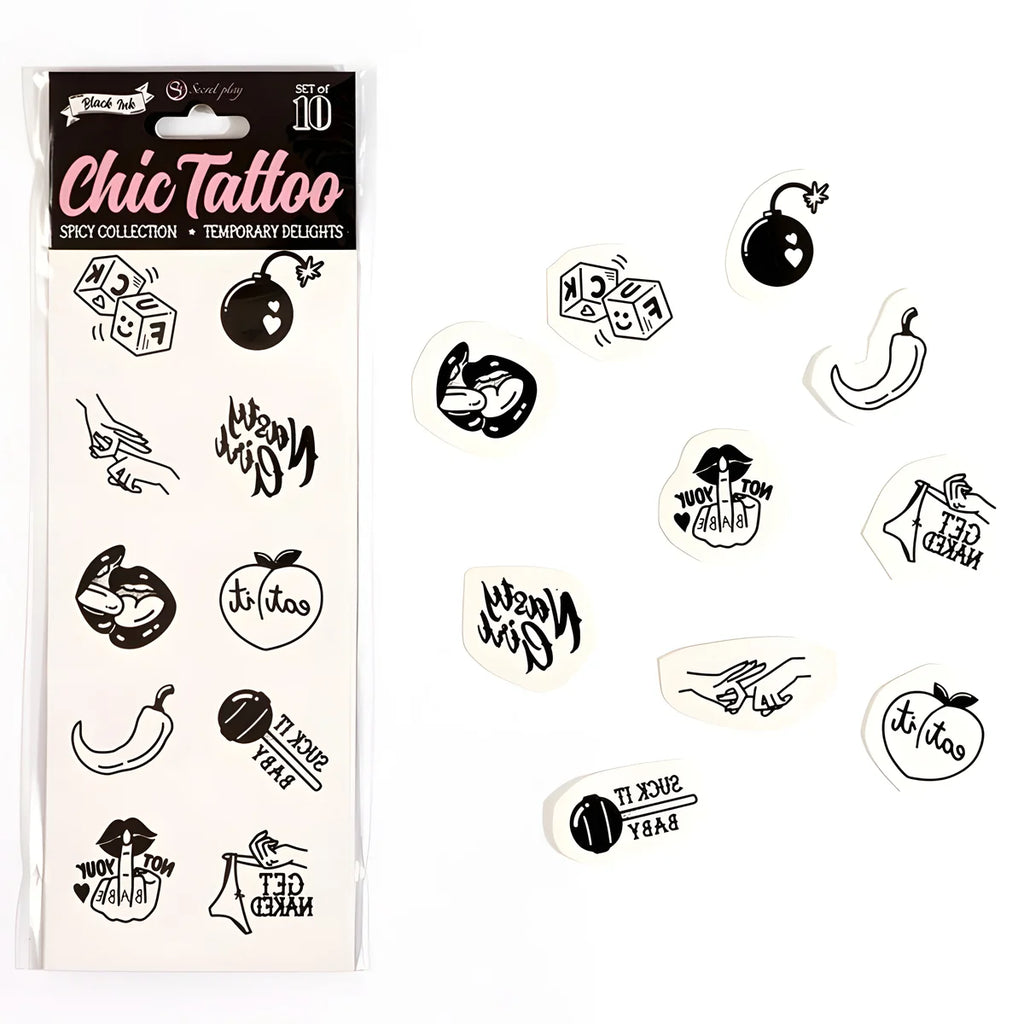 secret play lot de 10 tatouages temporaires spicy collection