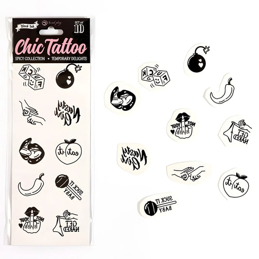 secret play lot de 10 tatouages temporaires spicy collection