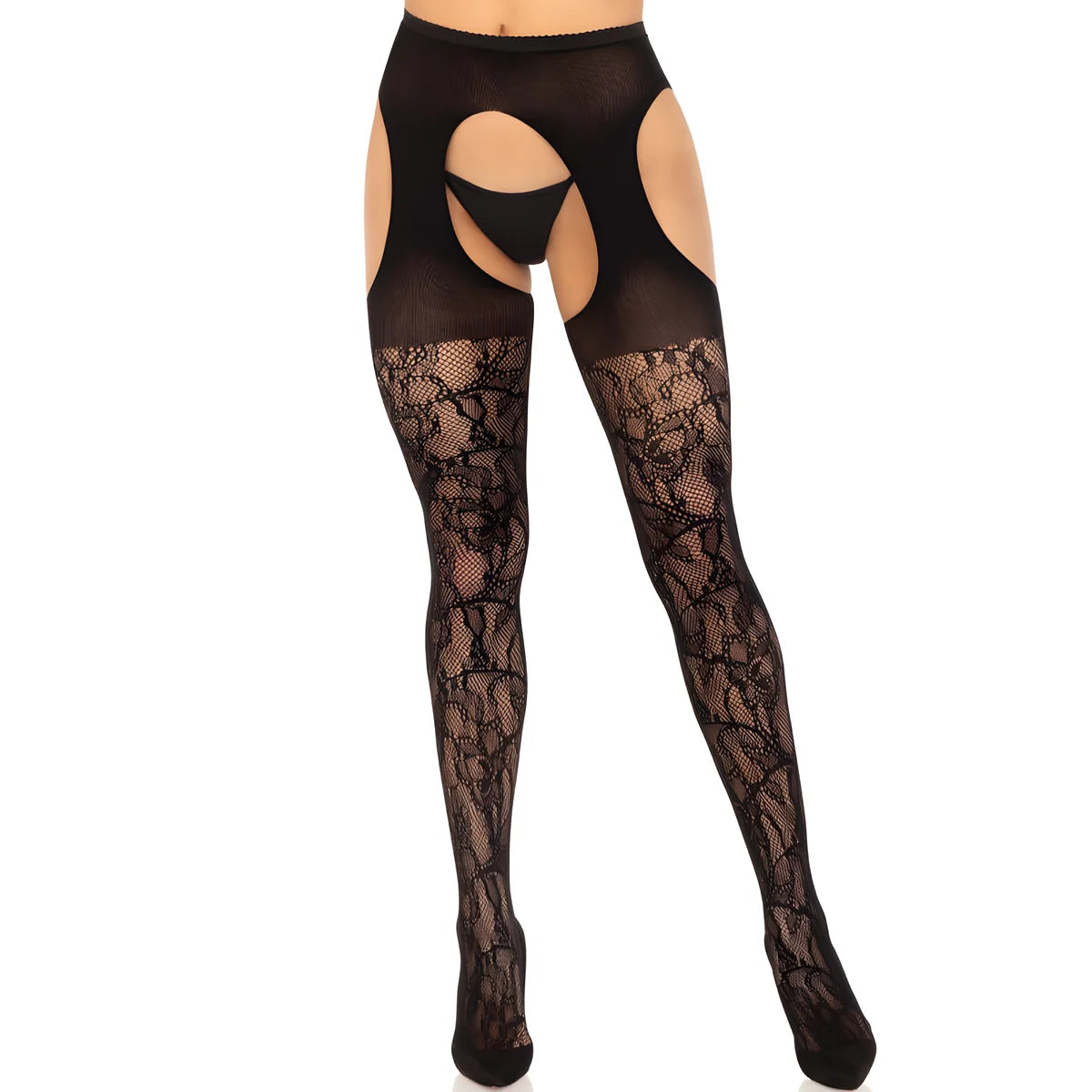 leg avenue bas jarretiere dentelle noir