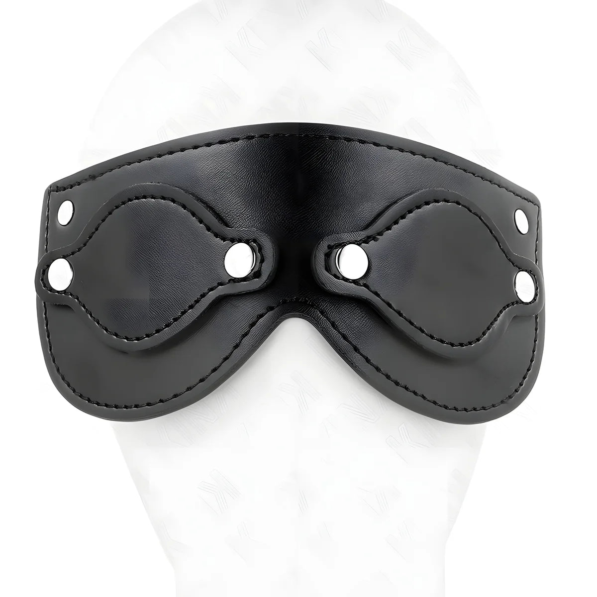 kink masque en cuirette avec cache yeux detachables 22 x 9 cm