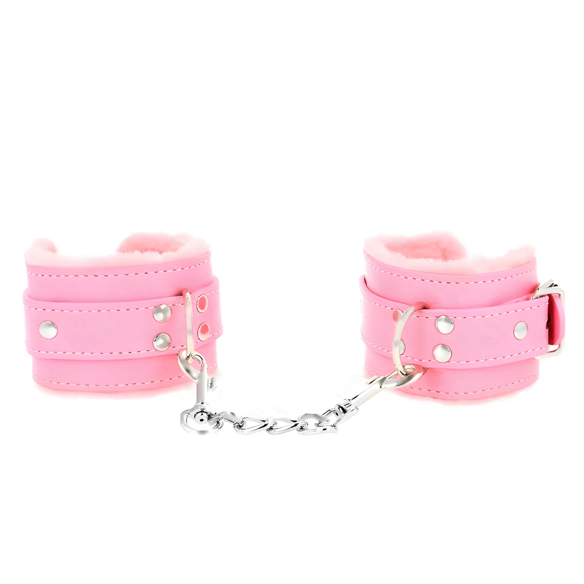 kink appui poignets doubles de fourrure rose avec ceinture rose reglable 17 29 cm x 6 cm