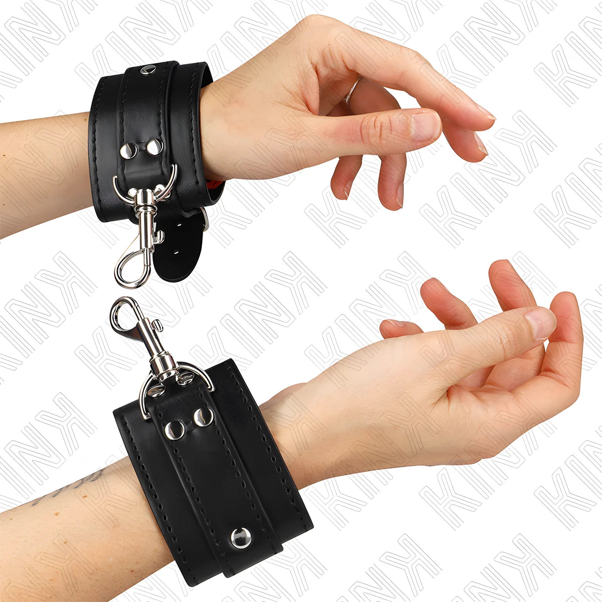 kink appareils poignets verrouillables dungeon noir ajustables 21 28 cm x 5 5 cm