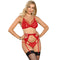 subblime ensemble 3 pieces soutien gorge string jarretiere dentelle rouge s m