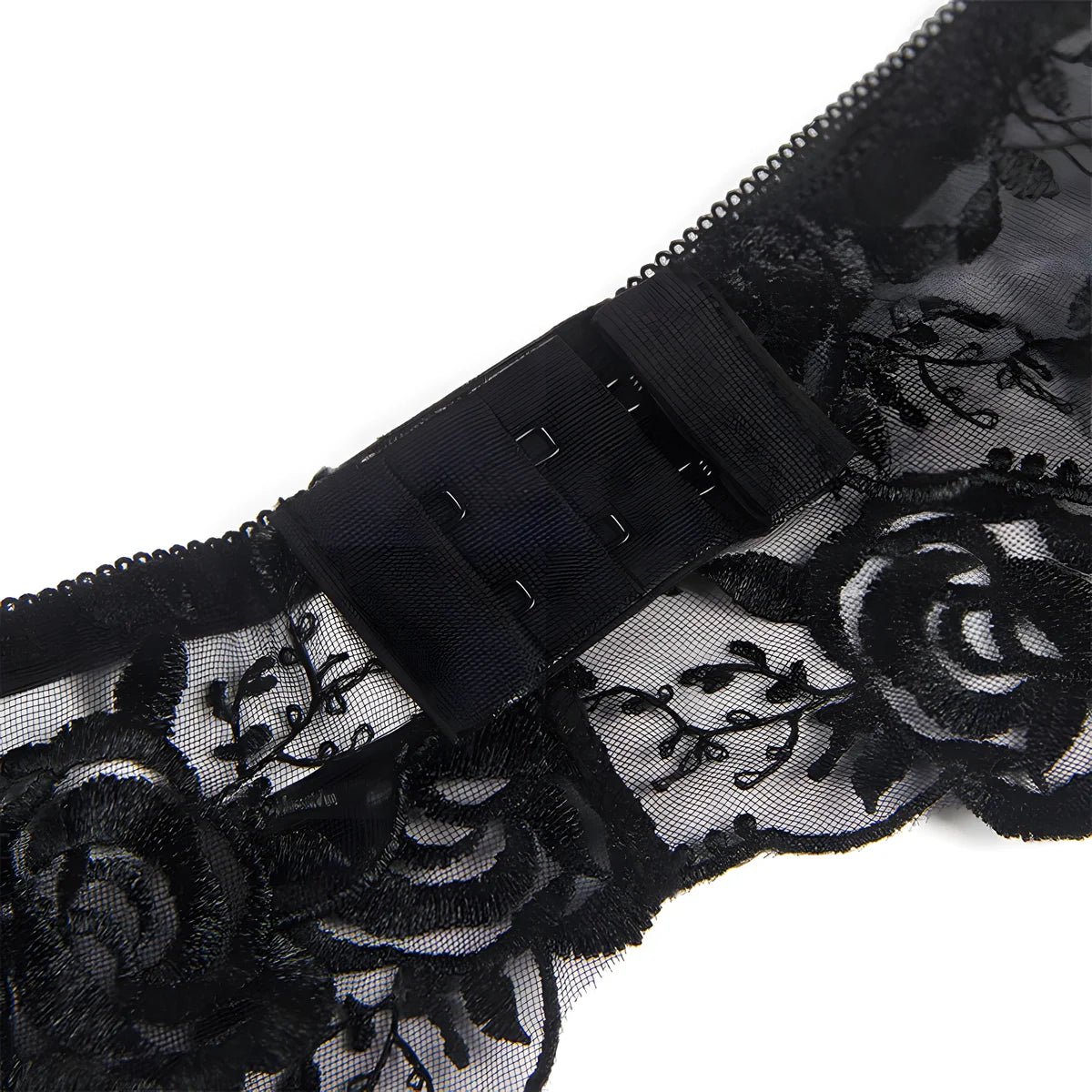 subblime ensemble 3 pieces soutien gorge string jarretiere imprime floral noir s m