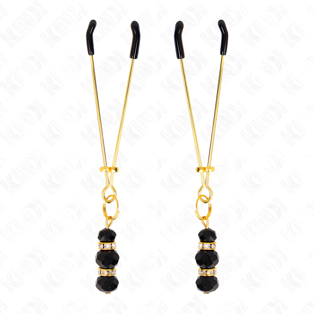 kink pinces a teton fines or avec 3 billes de verre noir 7 cm