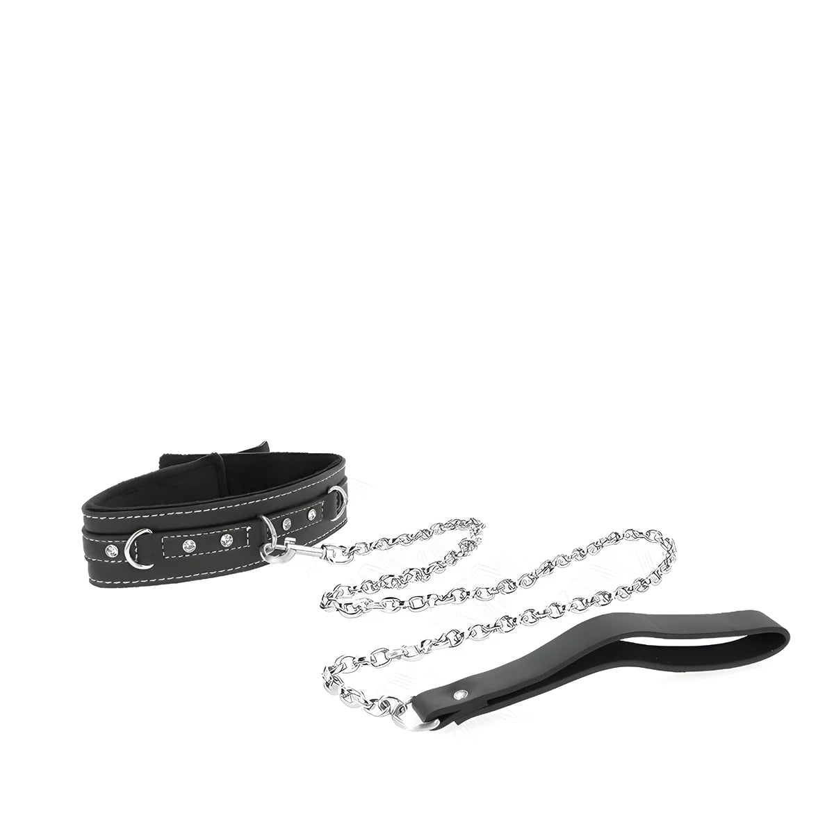 kink collier en cuir pvc avec ceinture 105 cm rivet strass 41 5 x 4 cm