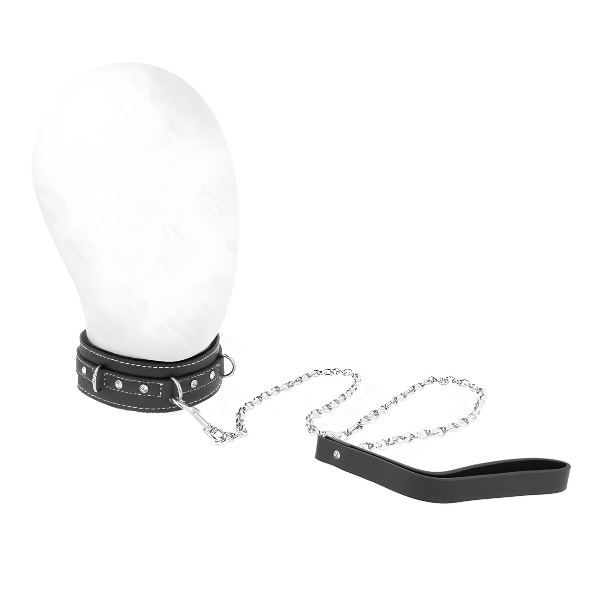 kink collier en cuir pvc avec ceinture 105 cm rivet strass 41 5 x 4 cm