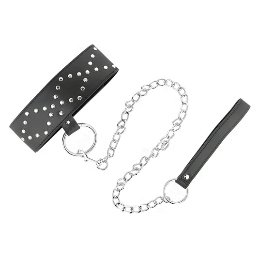 kink collier 65 cm avec laisse avec clous argentes modele 3 reglable 36 43 cm x 5 cm