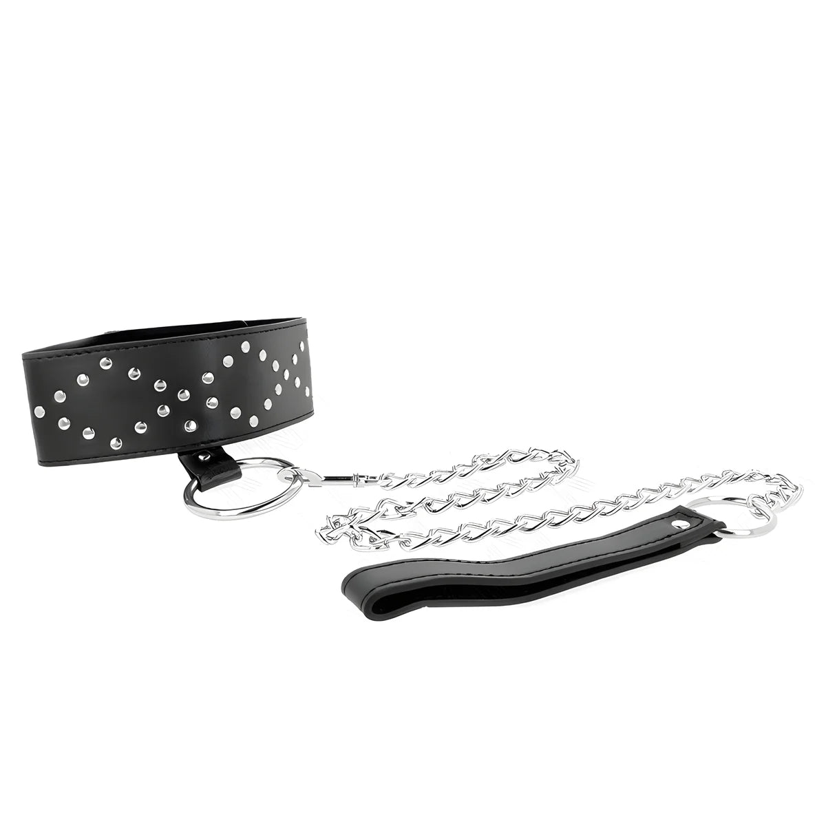 kink collier 65 cm avec laisse avec clous argentes modele 3 reglable 36 43 cm x 5 cm