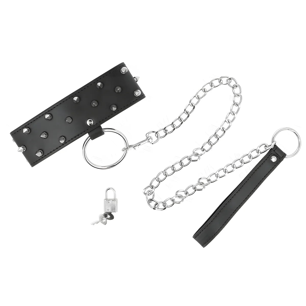 kink collier avec laisse 65 cm avec clous argentes modele 5 reglable 36 43 cm x 5 cm
