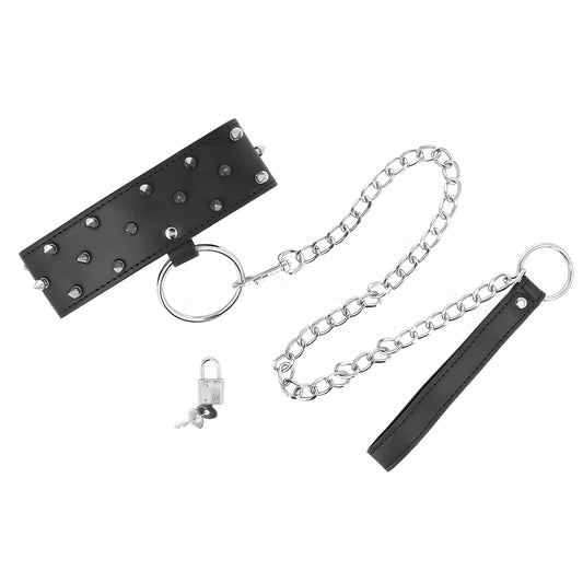 kink collier avec laisse 65 cm avec clous argentes modele 5 reglable 36 43 cm x 5 cm