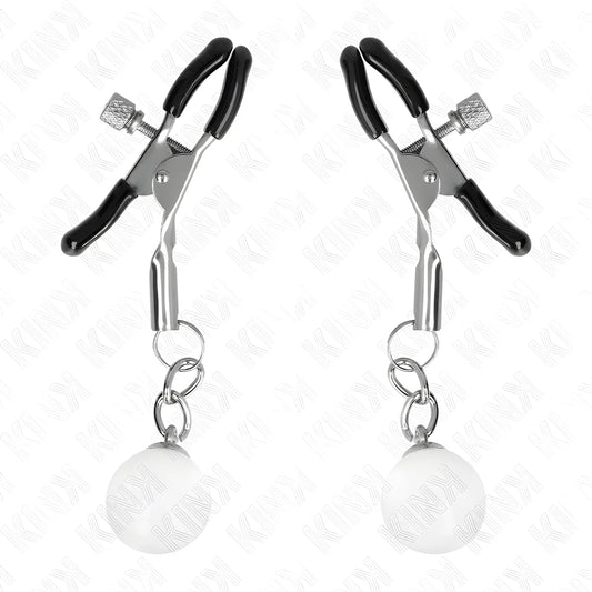 kink pinces a meton billes de verre argent 6 cm