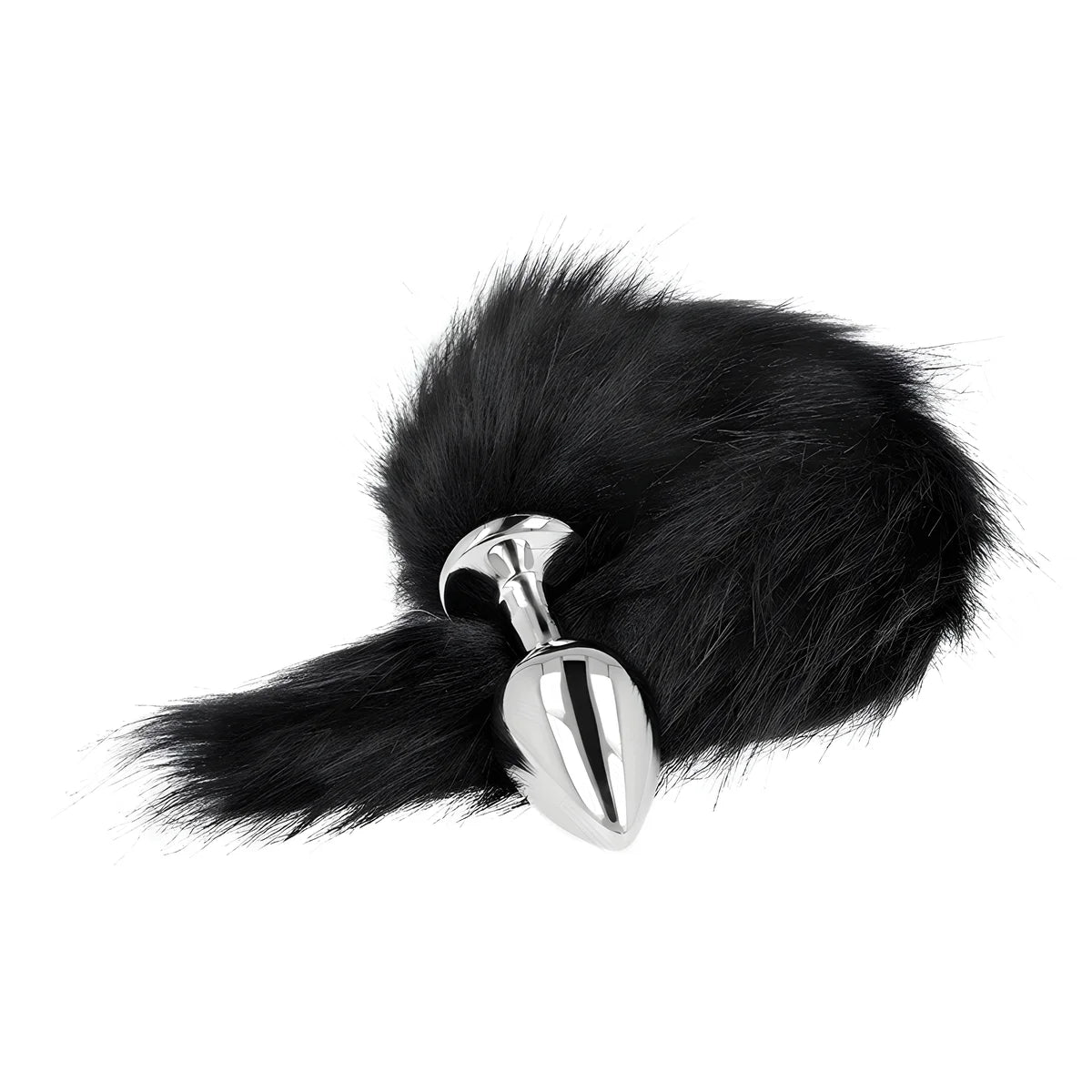 kink plug anal taille m 8 x 3 5 cm avec queue synthetique 40 cm noir