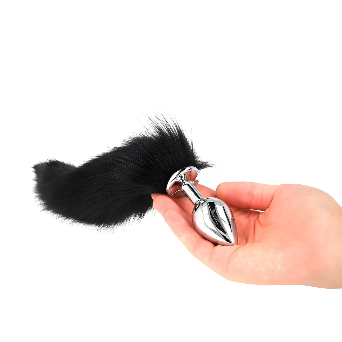 kink plug anal taille m 8 x 3 5 cm avec queue synthetique 40 cm noir