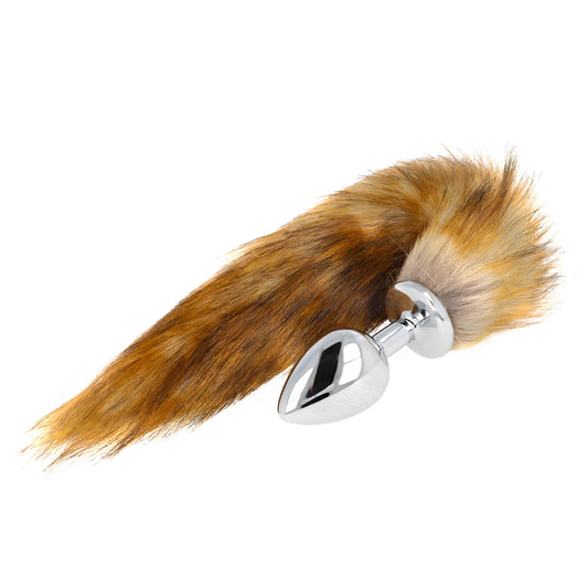 kink plug anal taille l 10 x 4 cm avec queue synthetique 40 cm marron