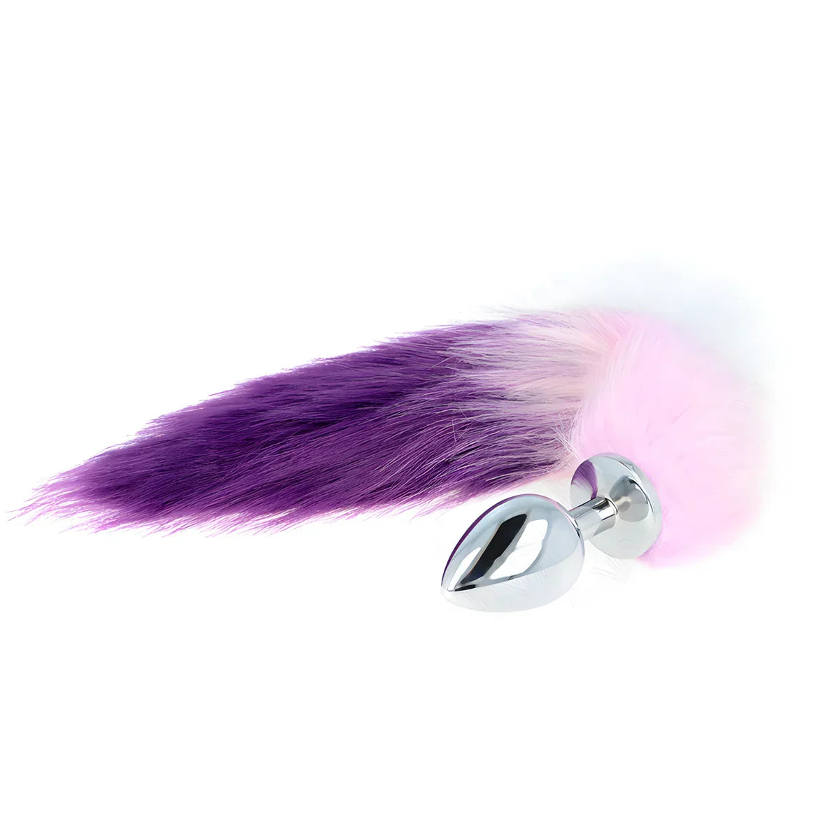 Plug anal acier avec longue queue synthétique violette — détail design