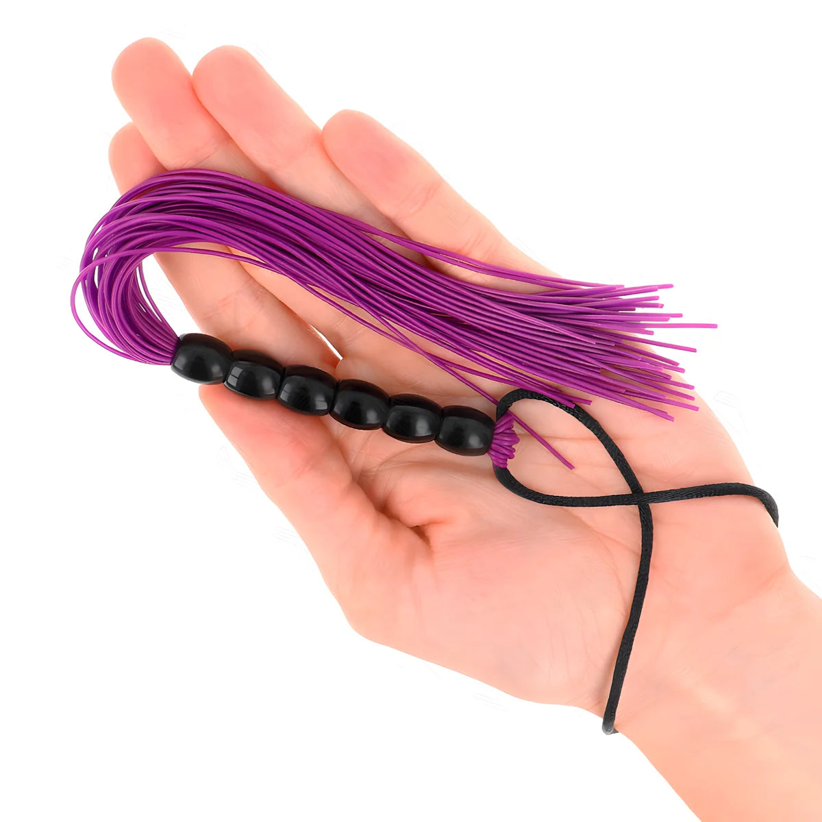 kink mini fouet en silicone avec 6 billes violes 26 cm