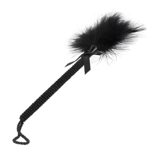 kink baguette en corde de nylon avec plumes chatouillantes et noeud noir 25 cm