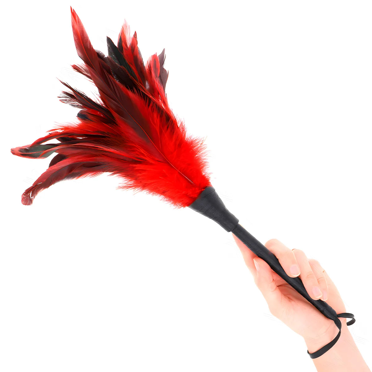 kink plumes de poulet tickle en forme de corne rouge 36 cm