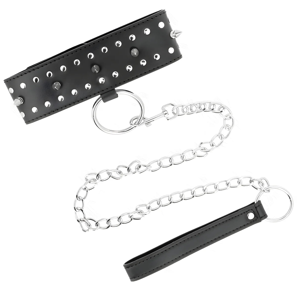 kink collier avec laisse 65 cm avec clous argentes modele 1 ajustable 36 43 cm x 5 cm