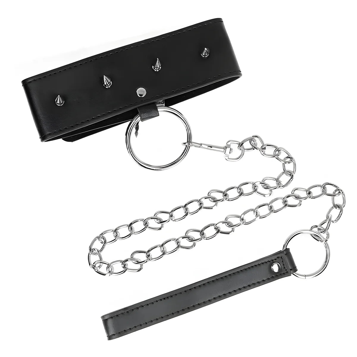 kink collier 65 cm avec laisse avec clous argentes modele 2 reglable 36 43 cm x 5 cm