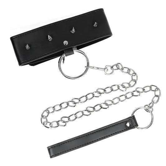 kink collier 65 cm avec laisse avec clous argentes modele 2 reglable 36 43 cm x 5 cm
