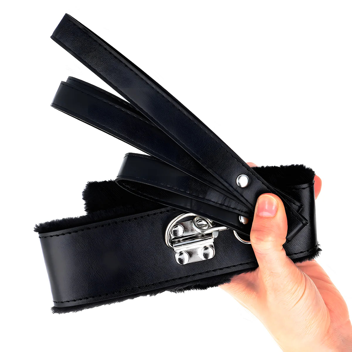 kink collier avec laisse 116 cm avec clous argentes modele 4 noir ajustable 40 48 cm x 6 cm