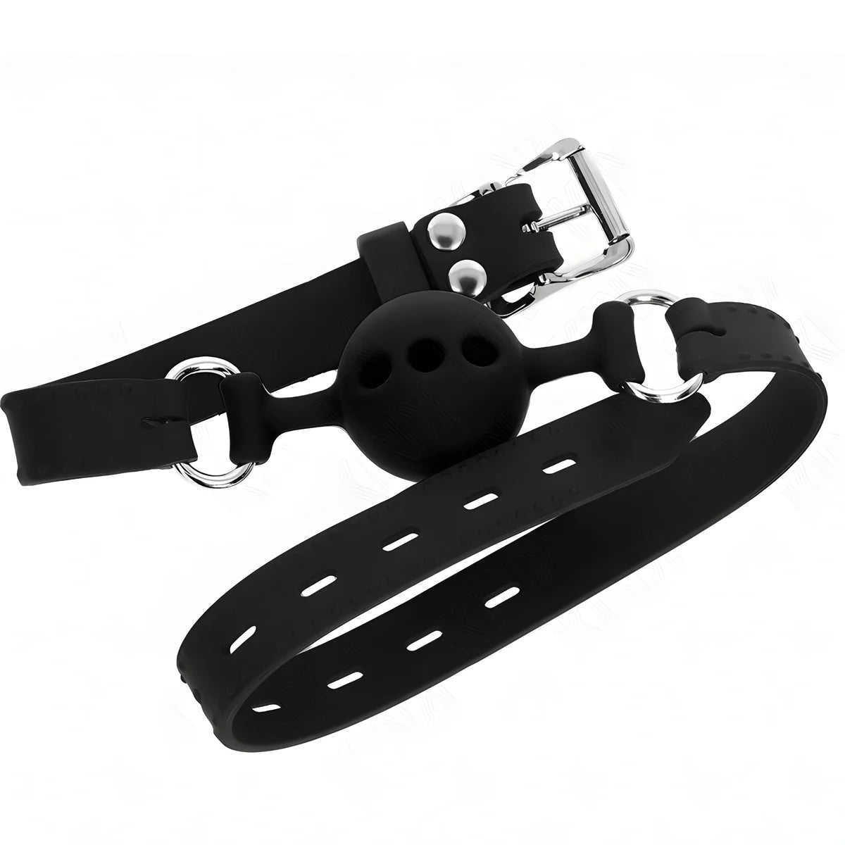 kink baillon entierement silicone 55 x 2 cm avec boule de 4 cm taille s noir ajustable 35 51 cm