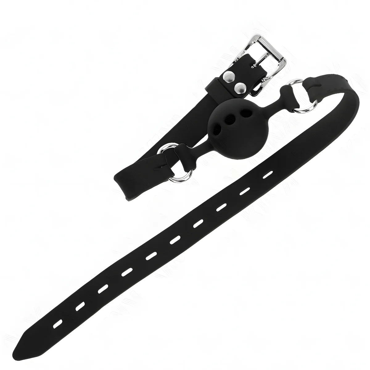 kink baillon entierement silicone 55 x 2 cm avec boule de 4 cm taille s noir ajustable 35 51 cm