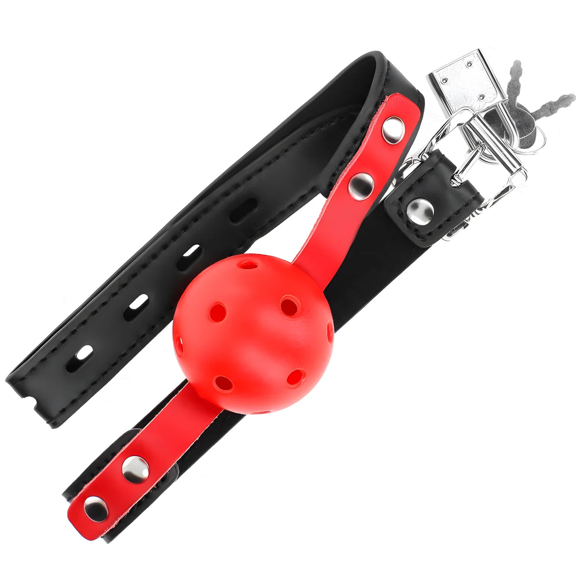 kink balle dure creuse rouge 4 cm gag bracelet noir 60 x 2 cm ajustable 37 52 cm