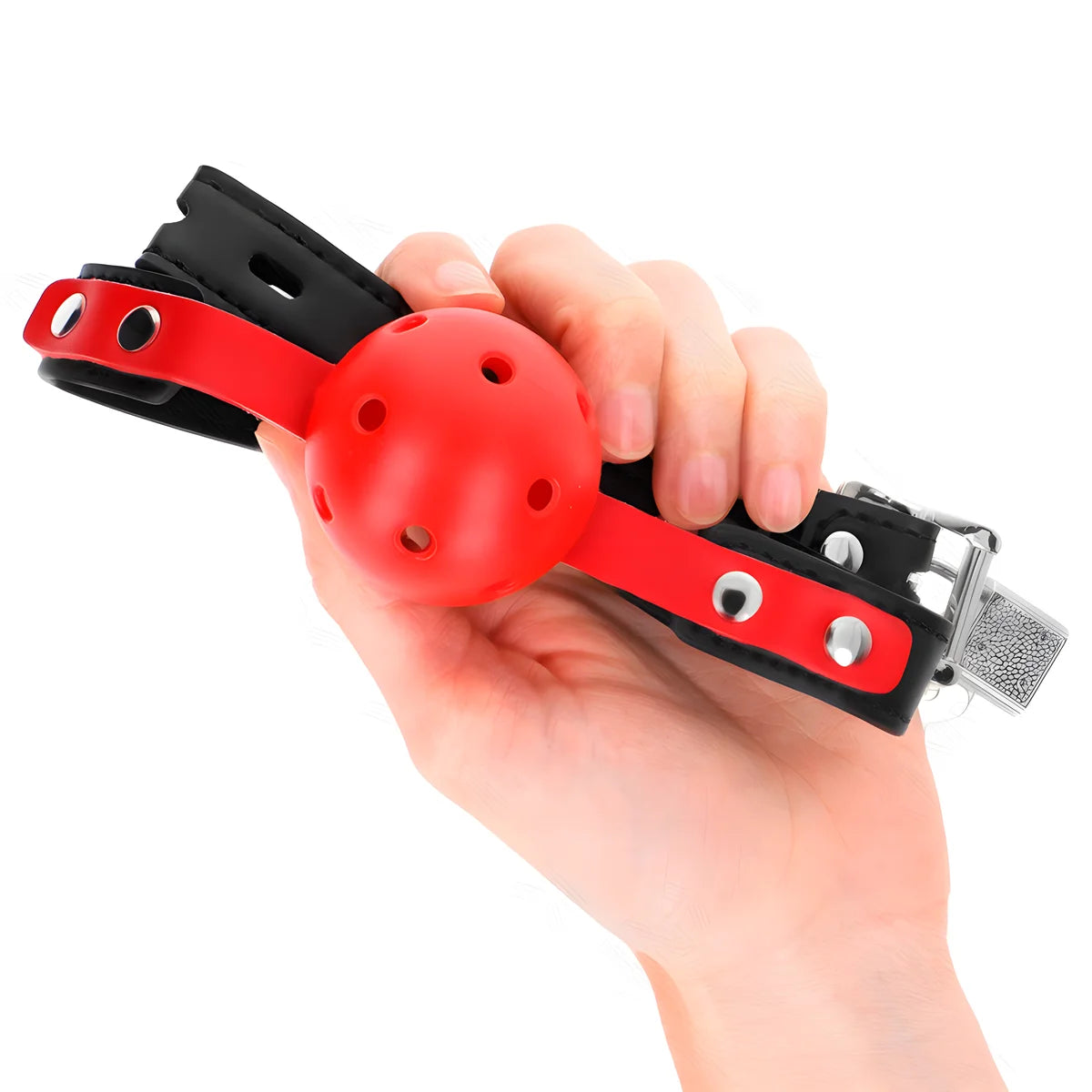 kink balle dure creuse rouge 4 cm gag bracelet noir 60 x 2 cm ajustable 37 52 cm