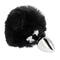 kink bouchon en acier inoxydable 7 x 3 cm avec queue de lapin en fausse fourrure noire 8 cm