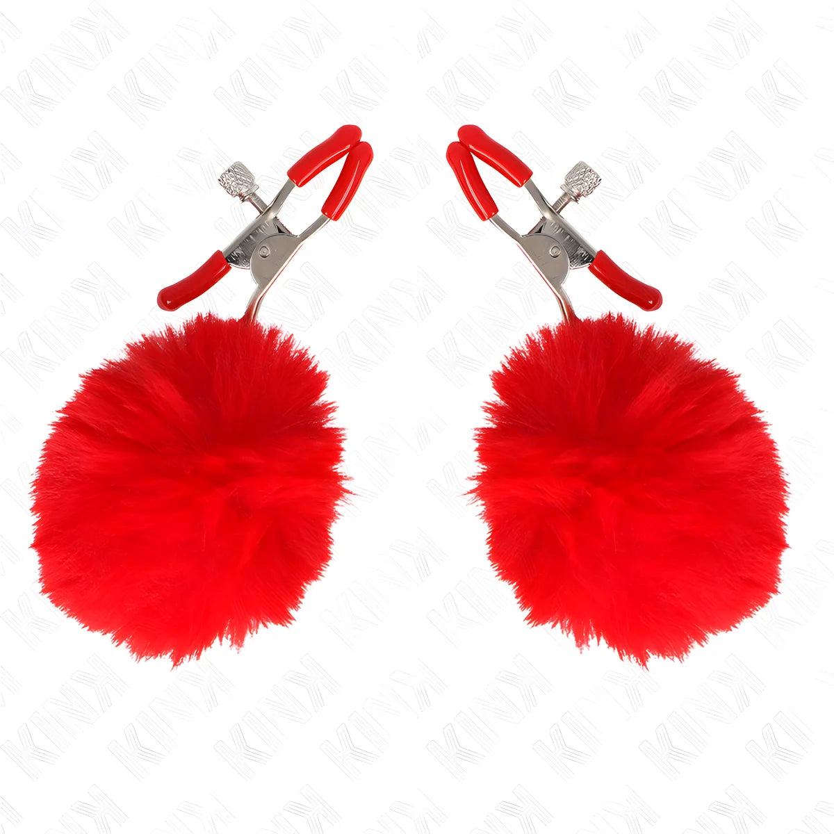 kink pince a meton boule fausse fourrure rouge 6 cm
