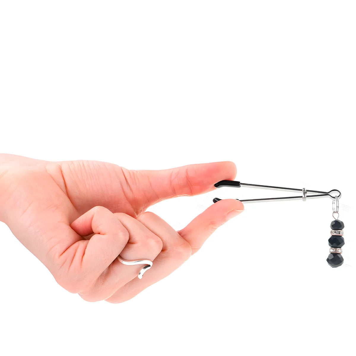 kink pinces a teton fines or avec 3 billes de verre noir 7 cm 1