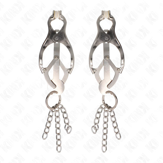 kink pinces a metelles trefle japonais avec petites chaines argent