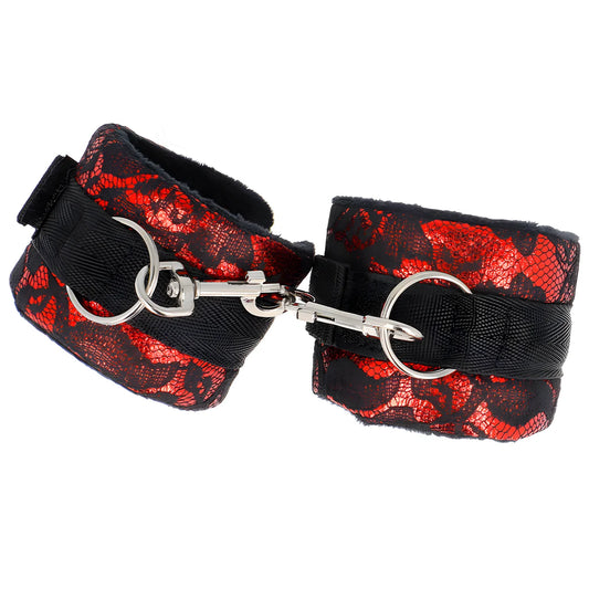 kink attentes poignets courtes en dentelle de velours et reliure en nylon rouge noir 23 x 6 5 cm